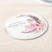 Birthday Ballerina Glitter Persoonlijk Ronde Kartonnen Onderzetter (Gebogen)