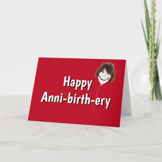Birthday-ballon met haar op rode Kaart (Voorkant)