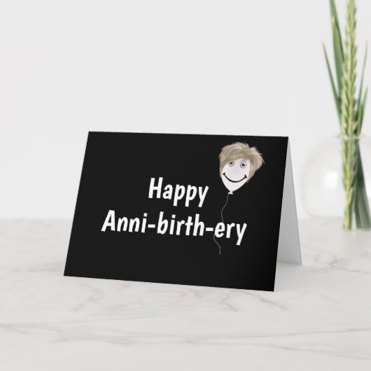 Birthday-ballongezicht op zwart kaart (Voorkant)