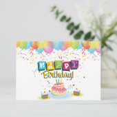 Birthday-ballonkaart Kaart (Staand voorkant)