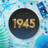 Birthday-ballonnen 1945 in sterren papieren bordje (Feest)