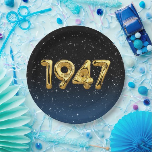 Birthday-ballonnen 1947 in sterren papieren bordje (Feest)