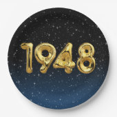 Birthday-ballonnen 1948 in sterren papieren bordje (Voorkant)