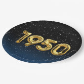 Birthday-ballonnen 1950 in sterren papieren bordje (Gekanteld)