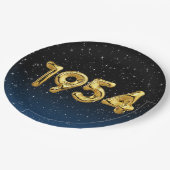 Birthday-ballonnen 1954 in sterren papieren bordje (Gekanteld)