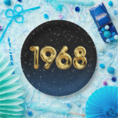 Birthday-ballonnen 1968 in sterren papieren bordje (Feest)