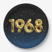 Birthday-ballonnen 1968 in sterren papieren bordje (Voorkant)