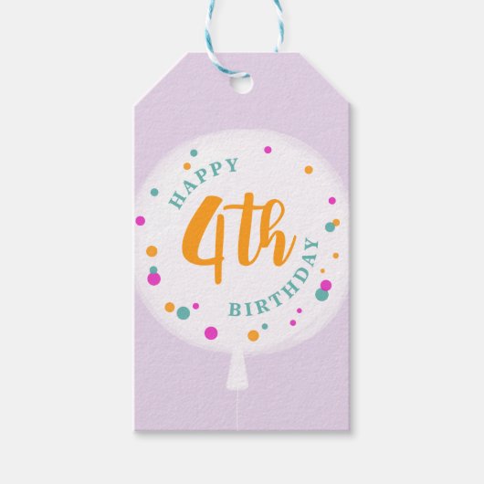 Birthday-ballonnen aanpasbaar cadeau labels lila cadeaulabel (Voorkant)