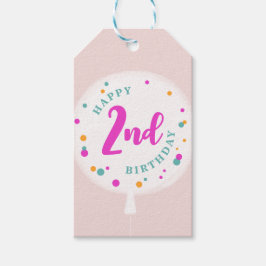 Birthday ballonnen aanpasbaar cadeautje labels roz cadeaulabel