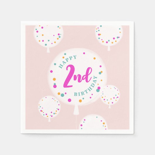 Birthday-ballonnen aanpasbaar luienroze servet (Voorkant)