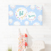 Birthday-ballonnen aanpasbaar vinylbanner blauw spandoek (Insitu)