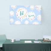 Birthday-ballonnen aanpasbaar vinylbanner blauw spandoek (Beurs)