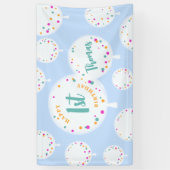 Birthday-ballonnen aanpasbaar vinylbanner blauw spandoek (Verticaal)