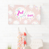 Birthday-ballonnen aanpasbaar vinylbanner roze spandoek (Insitu)