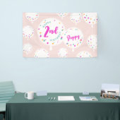 Birthday-ballonnen aanpasbaar vinylbanner roze spandoek (Beurs)