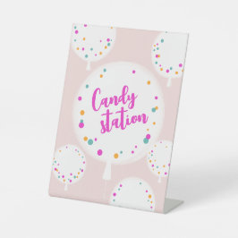 Birthday-ballonnen aanpasbaar voetteken roze reclamebord met voetstuk