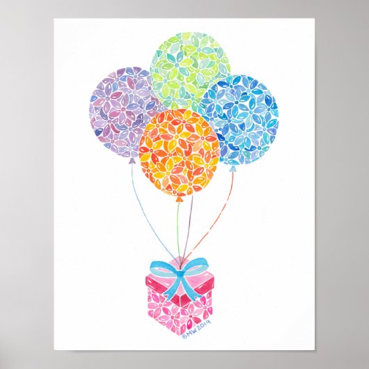 Birthday-ballonnen afdrukken poster (Voorkant)