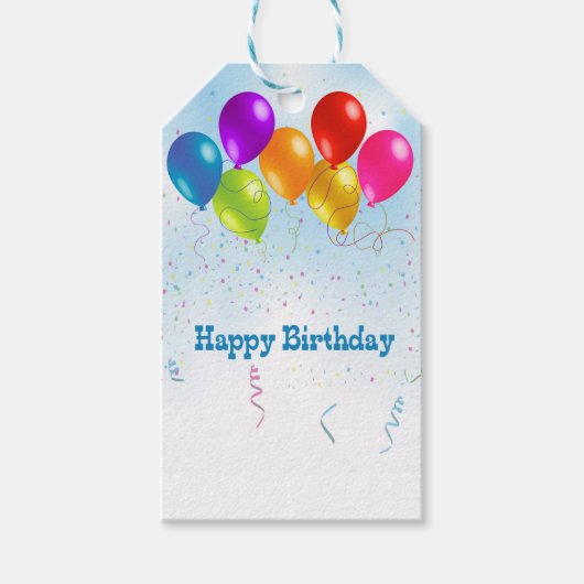 Birthday-ballonnen Cadeaulabel (Voorkant)