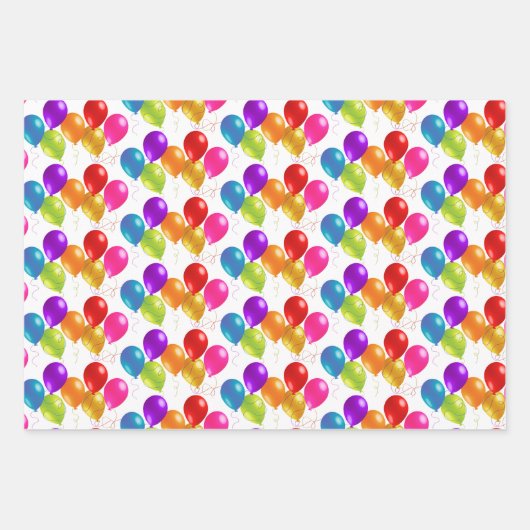 Birthday-ballonnen die papierbladen overvullen inpakpapier vel (Voorkant 3)