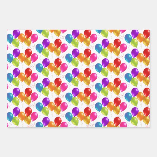 Birthday-ballonnen die papierbladen overvullen inpakpapier vel (Voorkant)