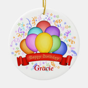 Birthday-ballonnen en banenversiering keramisch ornament