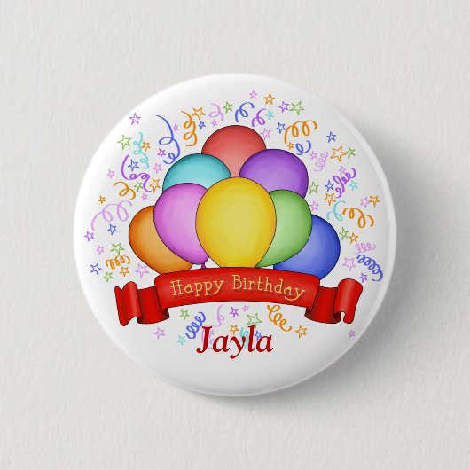 Birthday-ballonnen en banner-Button Ronde Button 5,7 Cm (Voorkant)