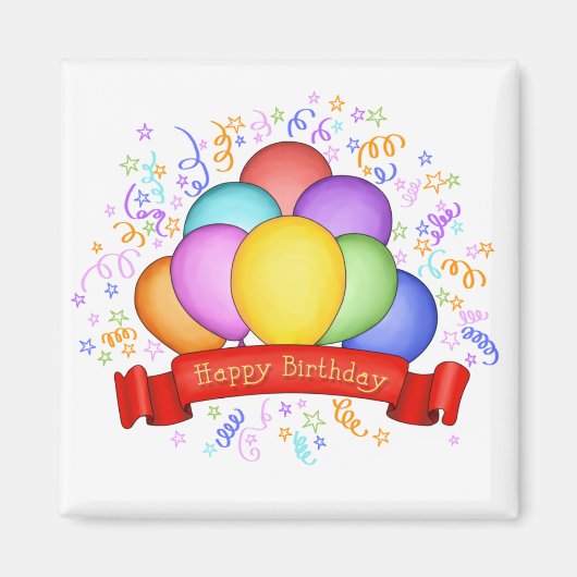Birthday-ballonnen en banner Magnet (Voorkant)