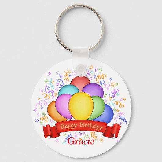 Birthday-ballonnen en banner-Sleutelhanger Sleutelhanger (Voorkant)