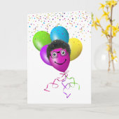 Birthday-ballonnen en Confetti-Humor Kaart (Gele Bloem)
