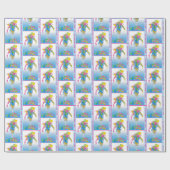 Birthday-ballonnen en konijnen cadeaupapier (Vlak)