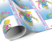 Birthday-ballonnen en konijnen cadeaupapier (Rol Hoek)