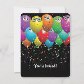 Birthday-ballonnen en oogballen Partij Uitnodiging (Voorkant)