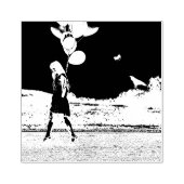 Birthday-ballonnen en Raven Rubberstempel (Afrduk)