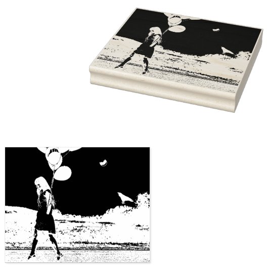 Birthday-ballonnen en Raven Rubberstempel (Gestempeld)