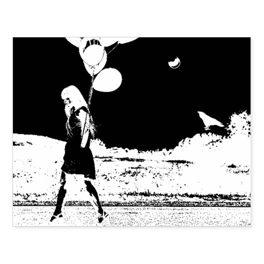 Birthday-ballonnen en Raven Rubberstempel (Afrduk)