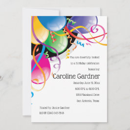 Birthday-ballonnen en Streamers, kleurrijk Kaart