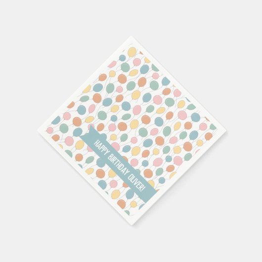 Birthday-ballonnen gepersonaliseerd servet (Hoek)
