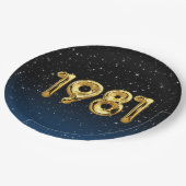 Birthday-ballonnen jaar 1981 in sterren papieren bordje (Gekanteld)