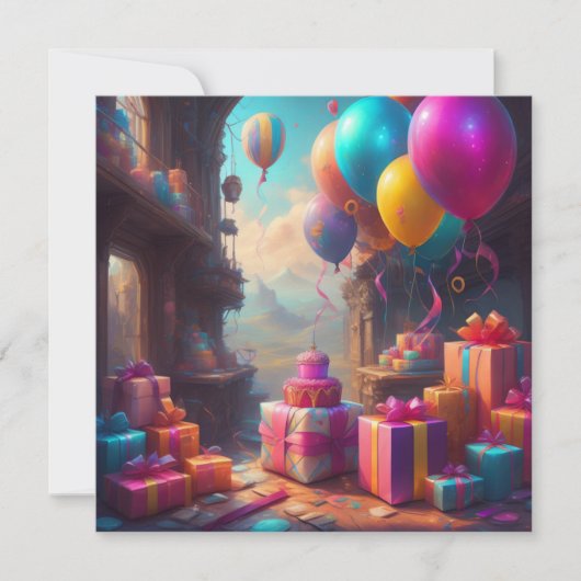 Birthday-ballonnen Kaart (Voorkant)