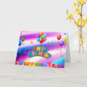 Birthday-ballonnen Kaart (Gele Bloem)