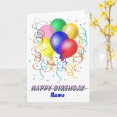 Birthday-ballonnen Kaart (Gele Bloem)