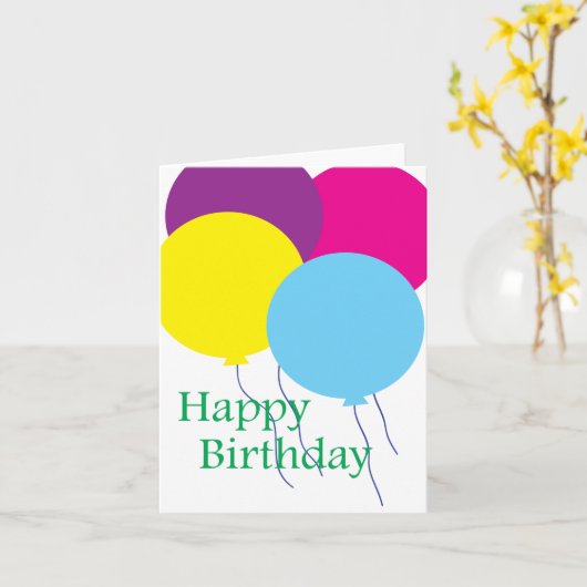 Birthday-ballonnen Kaart (Gele Bloem)