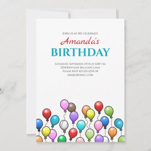 Birthday-ballonnen Kaart (Achterkant)