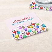 Birthday-ballonnen Kartonnen Onderzetters (Schuin)