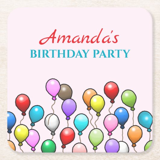 Birthday-ballonnen Kartonnen Onderzetters (Voorkant)