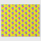 Birthday-ballonnen met confetti op geel cadeaupapier (Vlak)