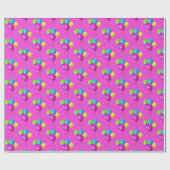 Birthday-ballonnen met een confetti op roze cadeaupapier (Vlak)