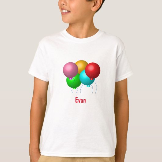 Birthday-ballonnen met naam t-shirt (Voorkant)