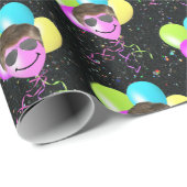 Birthday-ballonnen met vliegers op Glitter Cadeaupapier (Rol Hoek)