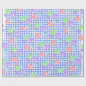 Birthday-ballonnen op blauw gingham-pakpapier cadeaupapier (Vlak)